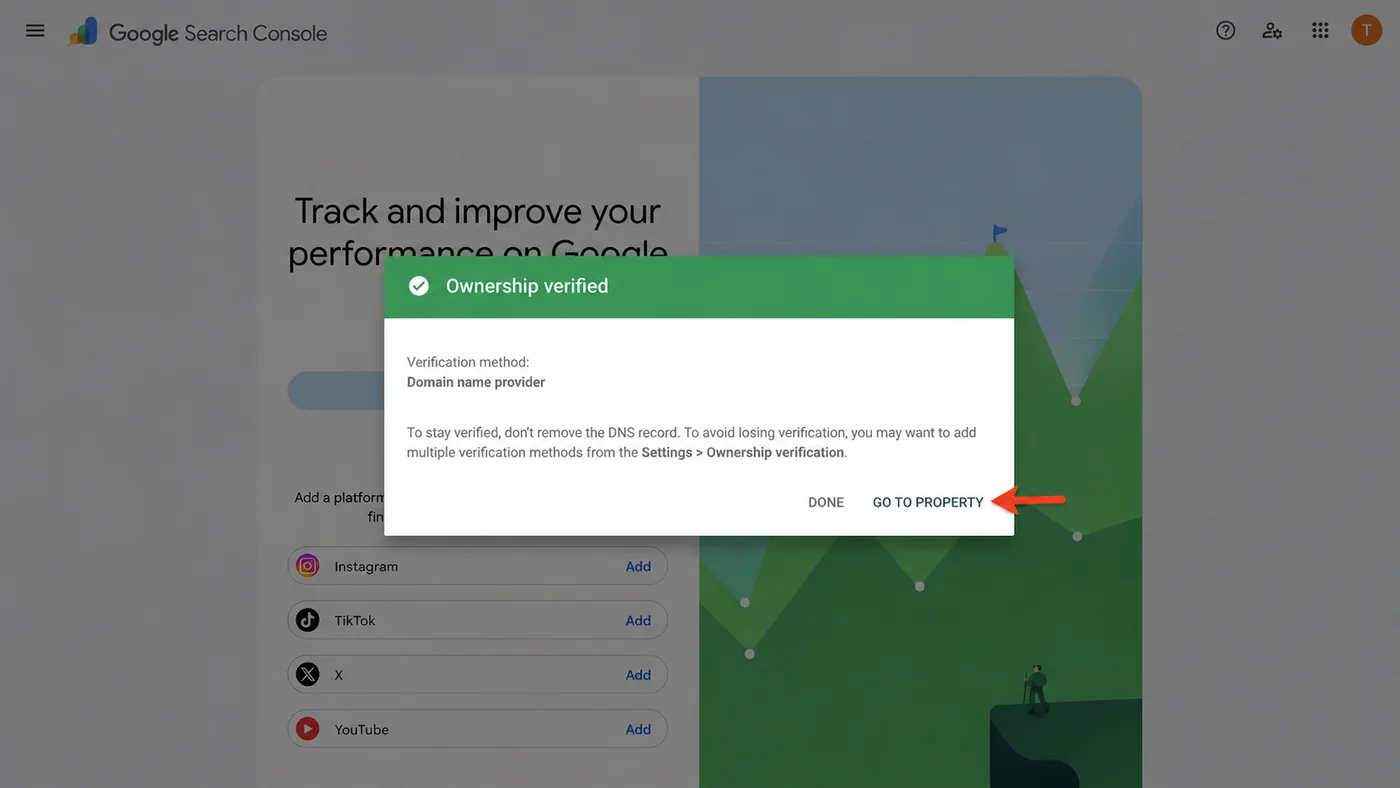 Google 提示 Ownership verified
