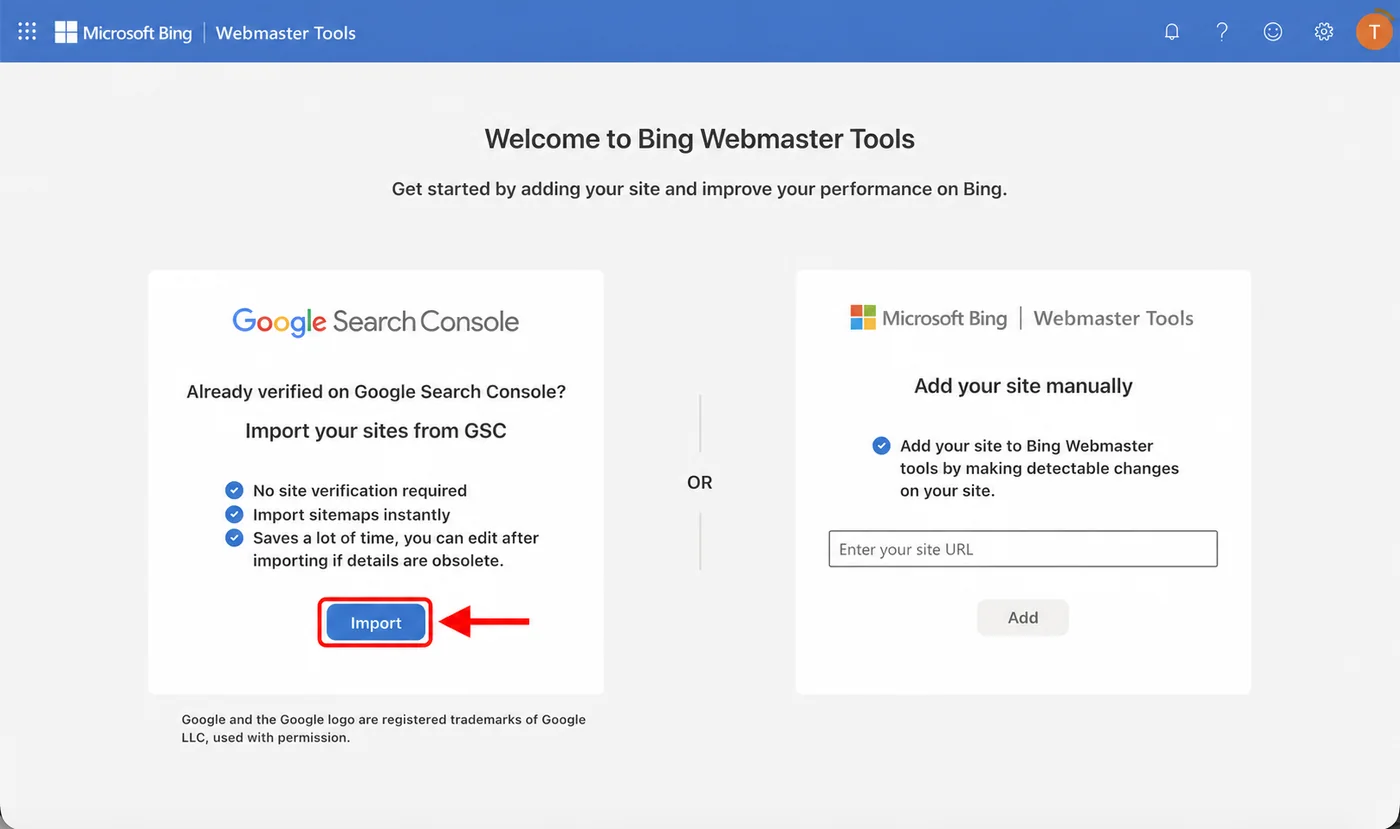 从 Google Search Console 导入网站